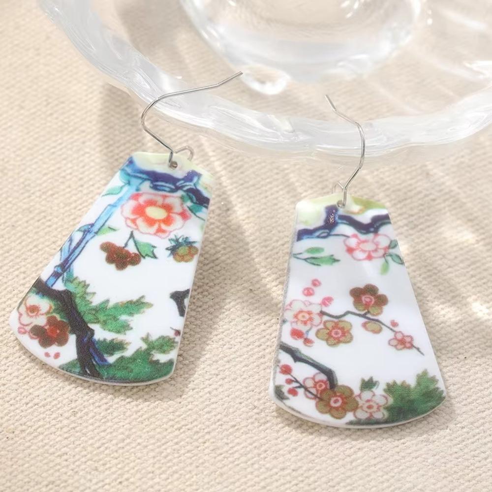 Geometric Design Geometric Pendant Earrings Flower-patterned Floral Earrings  Various Occasion A
