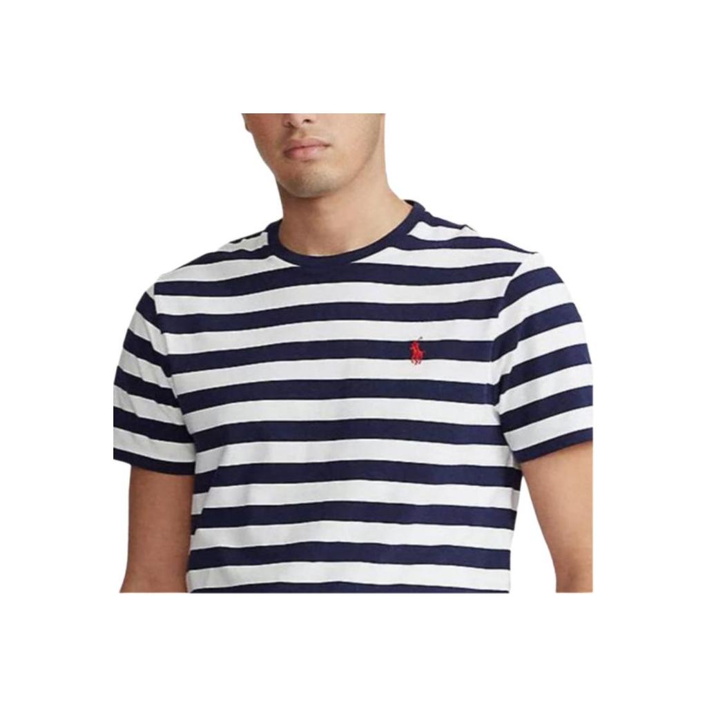Polo Ralph Lauren Ss23 Striped Color Block Crew Neck Short Sleeve T-Shirt Men Tops Navy-Blue 710843088-005