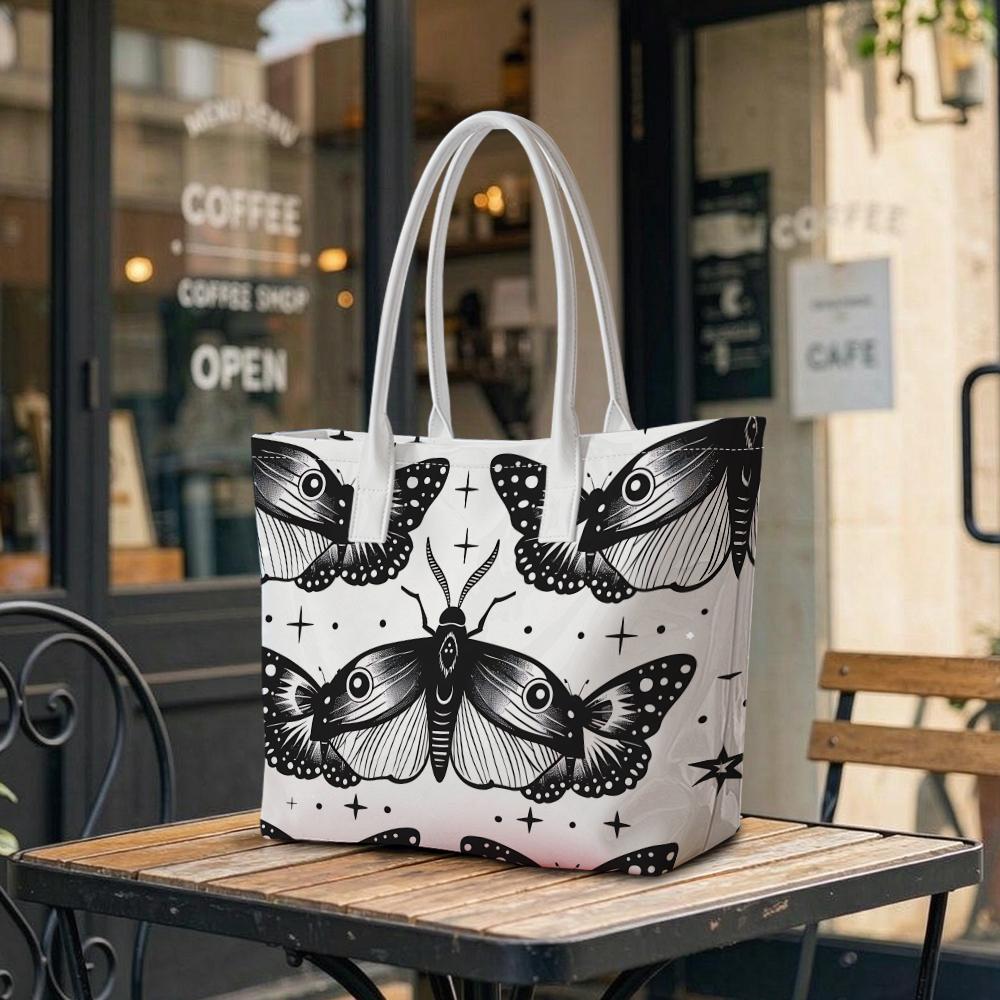 Gothic Moth Print Women Tote Bag Casual Daily Shoulder Handbag for Shopping Outdoor