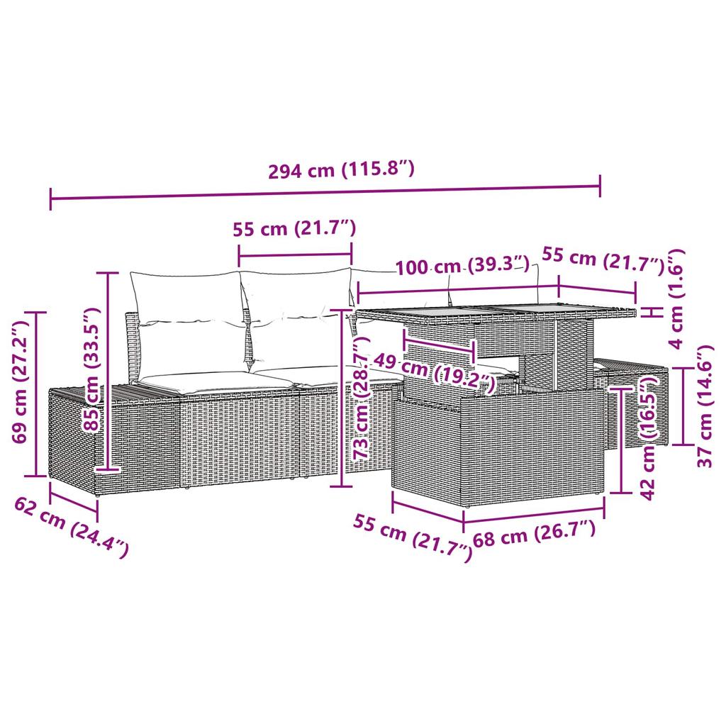 Garden Dining Set with Cushions 5 pcs Black and Teal