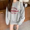 Women's Round Neck Long Sleeve Sweatshirt Loose Fit Casual Letter Print Oversized Pullover Top