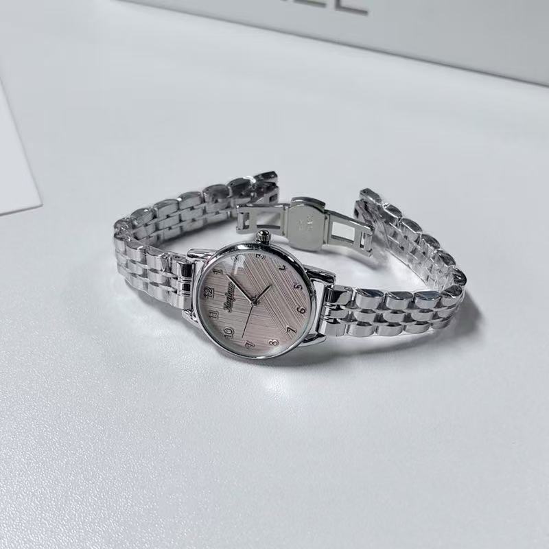 Brushed Pattern Niche Steel Belt Watch Girl Classic Simple Niche Design Texture Steel Belt Korean Quartz Watch Woman