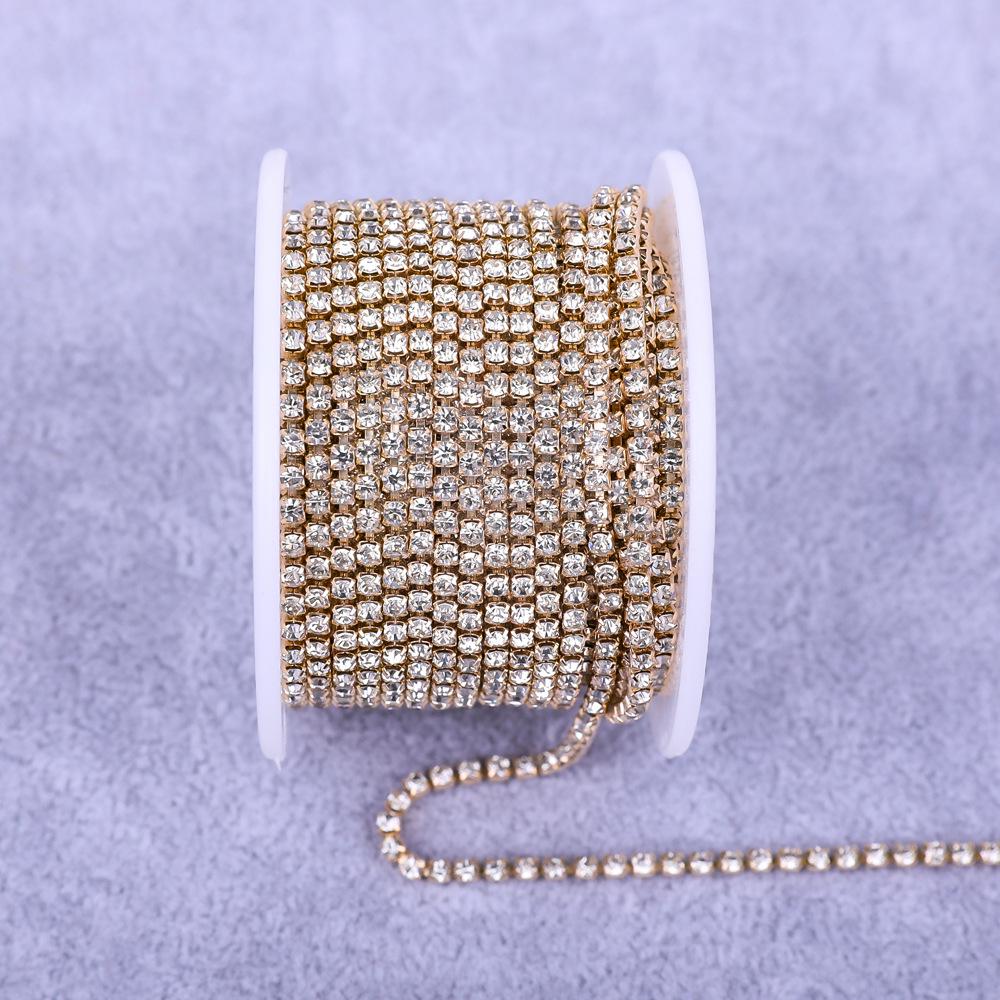 Electroplated Rhinestone Drill Chain: Single Row Metal Claw Chain for DIY Costume Accessories