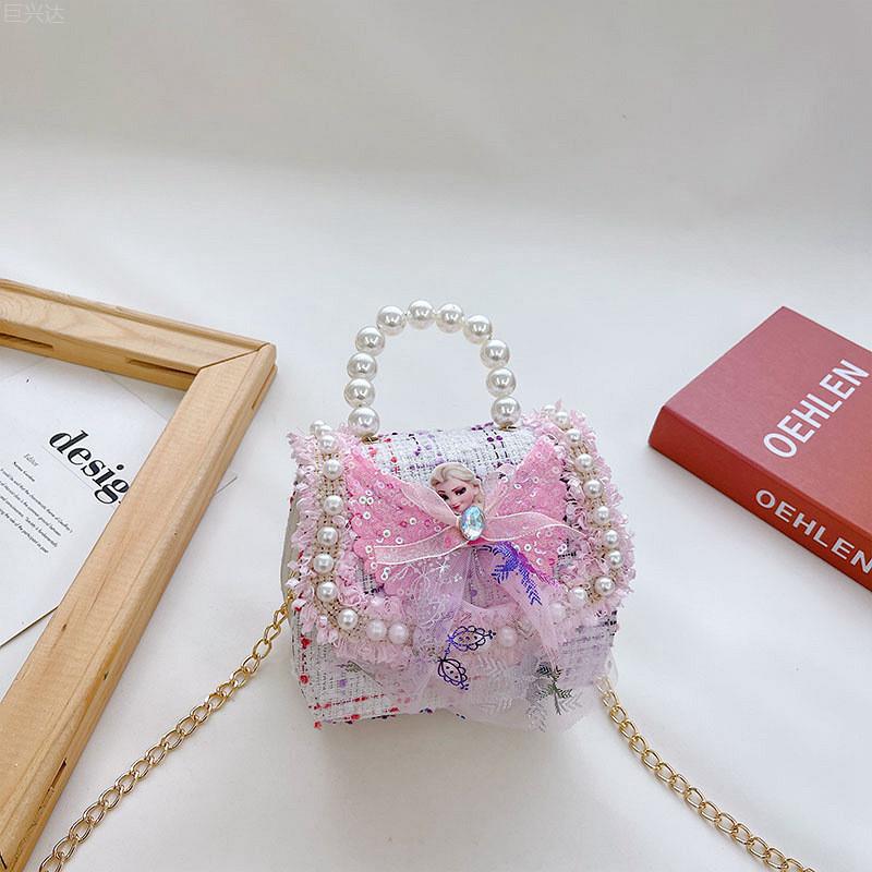 Очаровательная детская сумочка с жемчугом, модная шерстяная сумка через плечо для маленьких принцесс белый