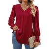 Women's Fall New Arrivals Solid Sheer Chiffon Shirt V-Neck Sleeveless Bell Sleeve Long Sleeve Top Blouse