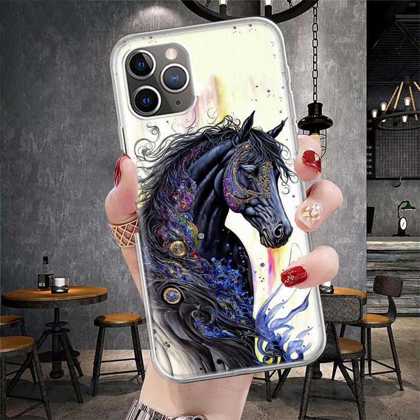 Animal Oil Painting Horse Soft Phone Case For IPhone 11 17 Air 16E 16 Pro Max 15 + 14 Plus 13 Mini 12 Apple 7 SE 8 Fundas Coque
