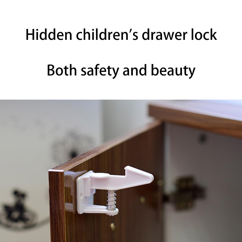 Pack of 6 Baby Safety Lock Home Living Room Bedroom Cupboard Cabinet Door Drawer Punch Free Infants Security Protector