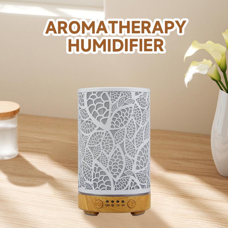 Decorative LED Night Light Timer Aroma Diffuser Hollow Leaves Ultrasonic Air Humidifier 7-color Atmosphere Lights for Bedroom