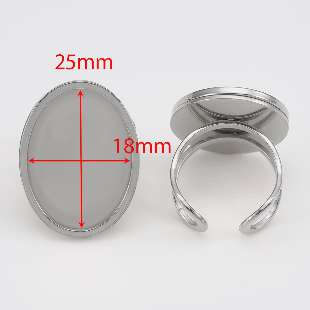 4pcs 10-25mm Round Stainless Steel Open Ring Settings Blank Trayer Ring Bases Cabochon Craft Supplies for Bezel Jewelry Making