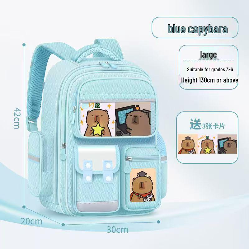 Kids' Lightweight Backpack with Spine Protection for Grades 1-6, Large Capacity, Ideal for Boys and Girls