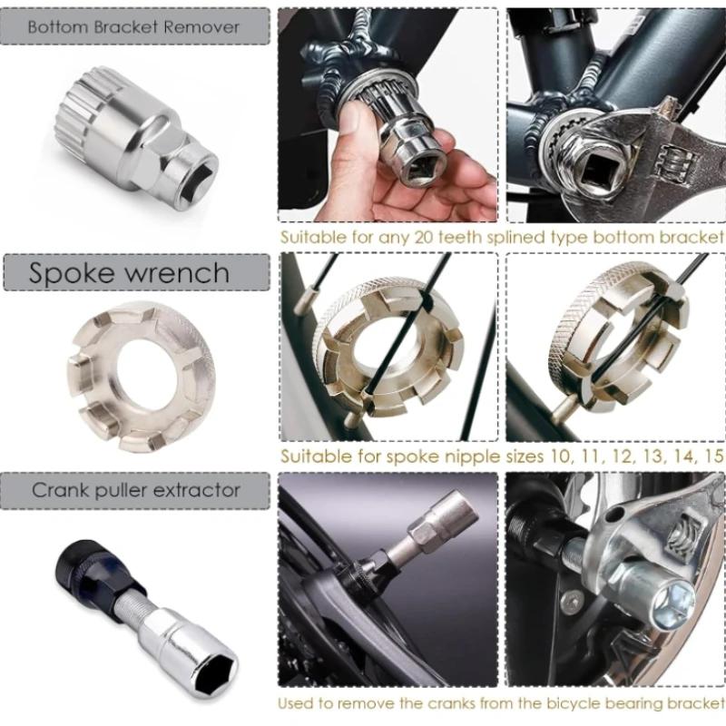 1SET Kit di Attrezzi per Riparazione Bicicletta Riparazione Rimozione Tampone Dentale Asse Centrale Pedivella Rimozione Corona Dentata Mountain Bike Manutenzione Bicicletta