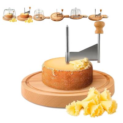 Cheese Grater Cutter with Stainless Steel Sharp Blade Solid Wood Base Ergonomic Cheese Curler Chocolate Slicer Butter Grater Kitchen Tool