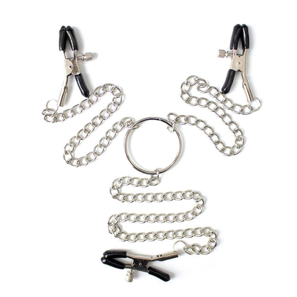 Adjustable Nipple Clamps Metal Necklace Pendant Clitoris Clip Erotic SM Sex Toy for Men and Women