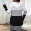 Womens Colorblock Half-Zip Drawstring Oversized Hooded Sweatshirt Jacket - Plus Size Regular Fit