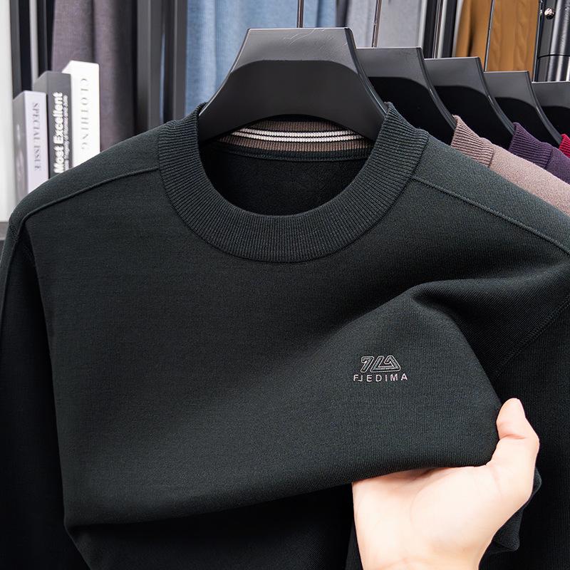Men's Plus Velvet Thick Knit Sweater - High Elasticity, Anti-Pilling, Skin-Friendly, Loose Fit Base Layer for Autumn/Winter