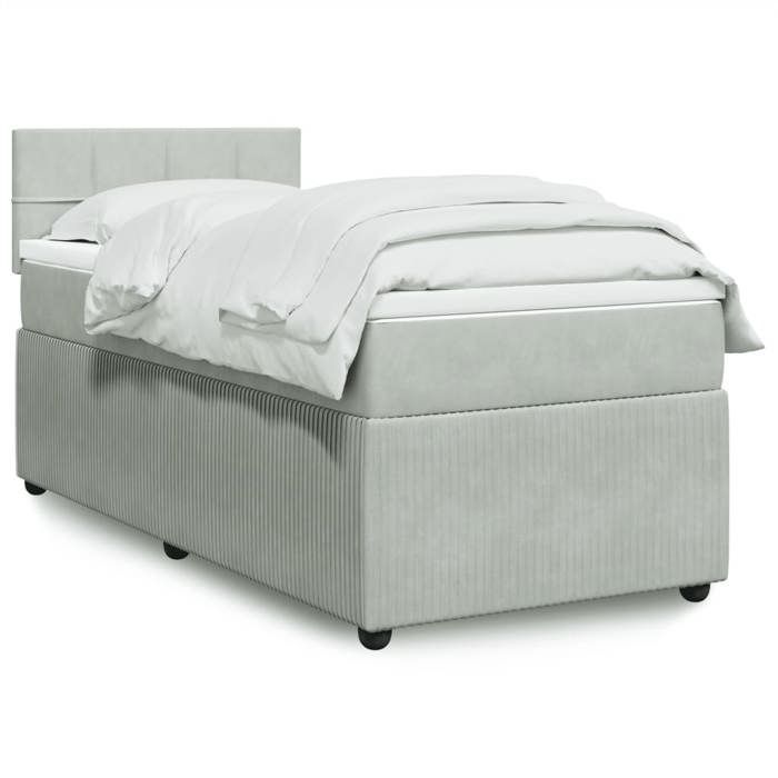VidaXL Slatted Bed Base and Mattress Light Grey 90x190 Cm Velvet 3289926