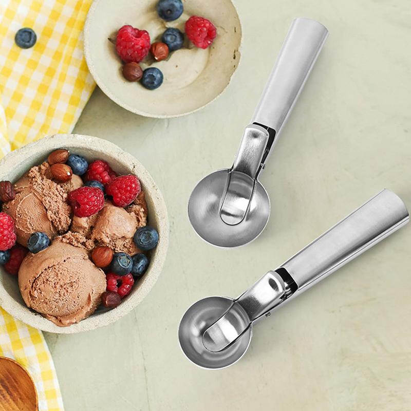 2PCS Stainless Steel Ice Cream Spoon Multi-purpose Ball Digger Scoop Suitable for Gelato Sorbet Frozen Yogurt Kitchen Gadget ZYF