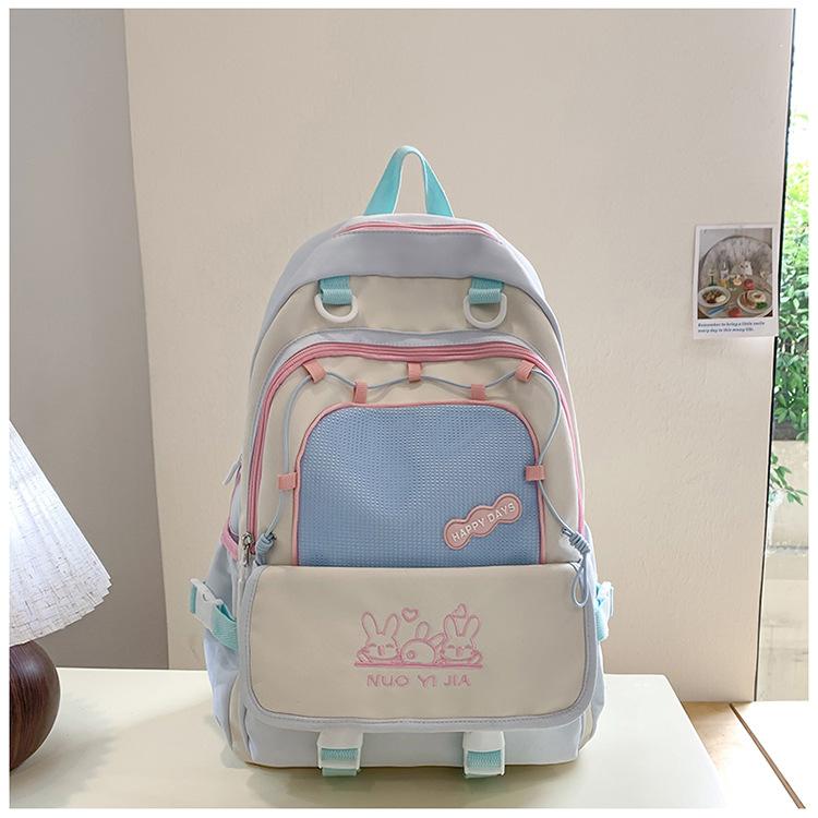 Schoolbag college style cute small fresh contrasting color schoolbag female junior high school girl high school student backpack travel lightweight 