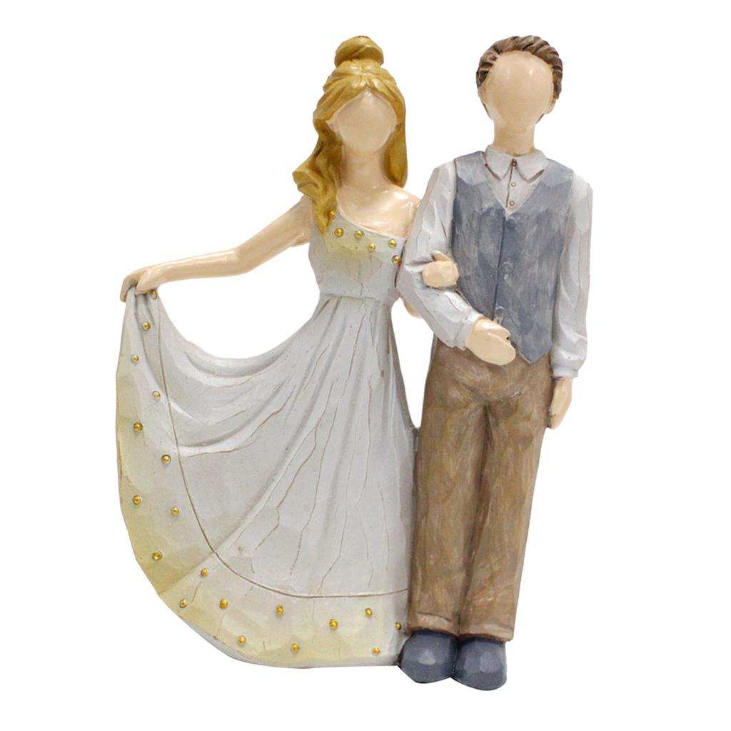 Paar Skulpturen Harz Dekorativ Europäischer Stil Gesichtslos Romantische Hochzeitsfiguren für Heimtischdekoration