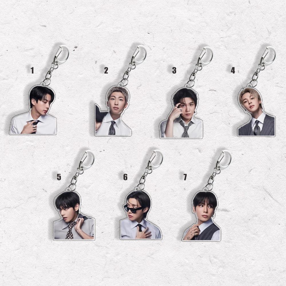 

7pcs BTS K-pop Keychain, Bangtan Boys Formal Suit Photo Keyring, Idol Portrait Bag Charm for ARMY Fans(Jin RM Suga Jimin V J-Hope Jungkook) 7pcs