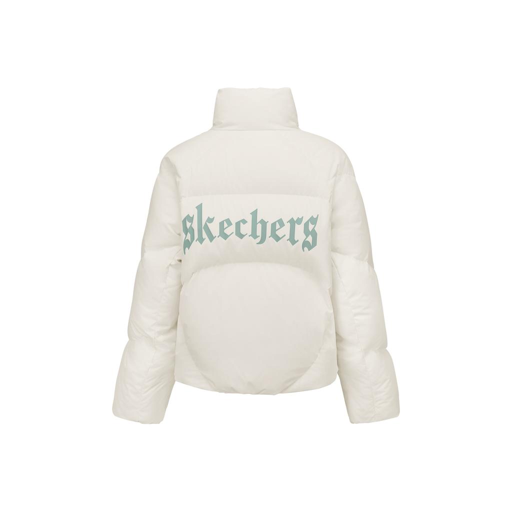 Skechers Warm Waterproof Anti-Static Short Down Jacket Women Outerwear Cotton-White L425W019-0074