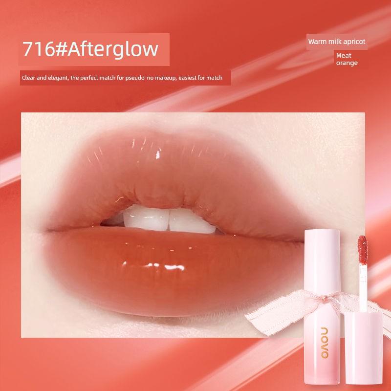 Novo Lip Lacquer Mirror Water Light Pure Desire Lipstick Raincoat Does Not Fade No Stain on Cup Nude Color Series Lip Gloss Female Plain Makeup