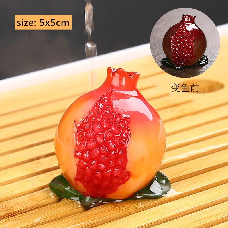 1pc Creative Tea Pet Ornaments Resin Color Changing Desk Decoration Fruit Model Sculpture Home Accessories Tea Table Crafts