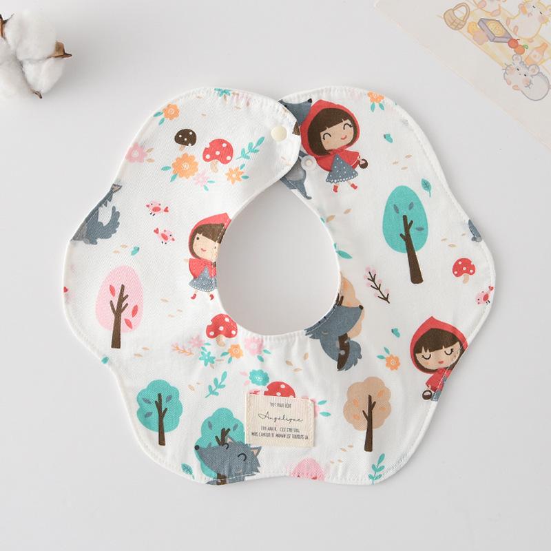 Lätzchen im koreanischen Stil aus 100% Baumwolle für Babys, 6-lagige Mullwindeln mit niedlichen Hasen- und Bärenohren