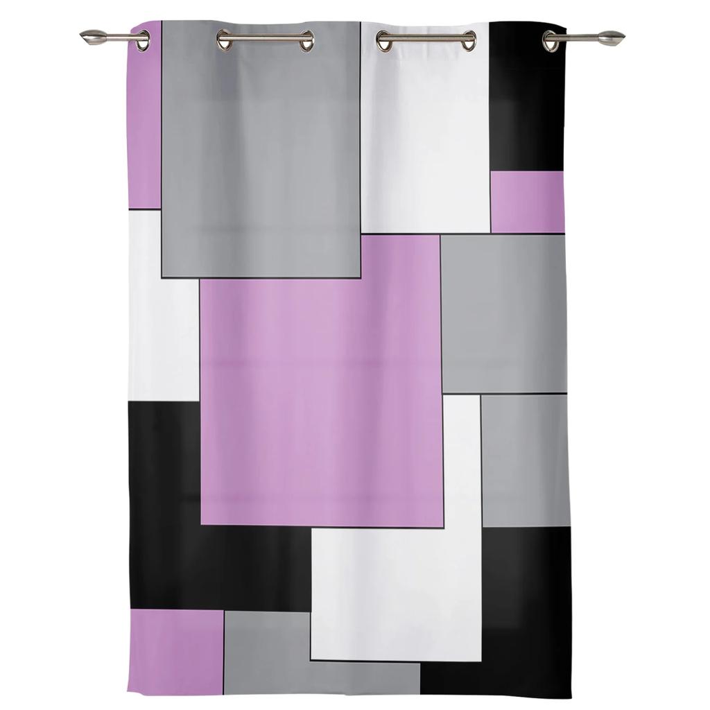 Różowy Czarny Szary Patchwork Abstrakcyjna Sztuka Średniowieczny Styl Zasłony do Sypialni Salonu Draperie Zasłona Okienna Kuchenna Dekoracja Domu