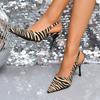 Bold and Stylish Pattern Women's High Heel Sandals Casual Slip-On with  Heels 2025 Spring Sexy Slingbacks Ladies Shoes