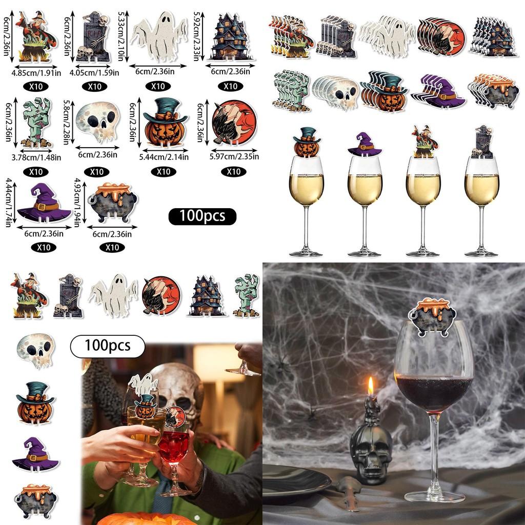 Decor Table Halloween Wine Glass Plugin Set With Ghost And Pumpkin Elements