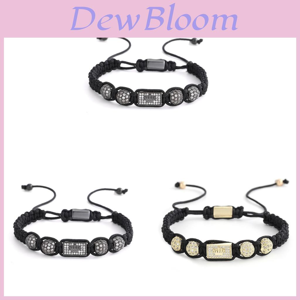 Bracciale a Corona Placcato Oro Rame con Zirconia Cubica per Uomo e Donna Accessorio di Moda