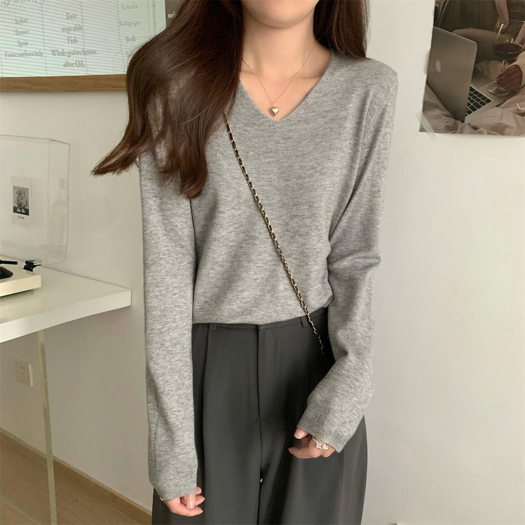 Dopamine Lazy Casual Collar Loose Long Sleeve Knitted Sweater Women's Autumn Versatile Commuter Sweater Base