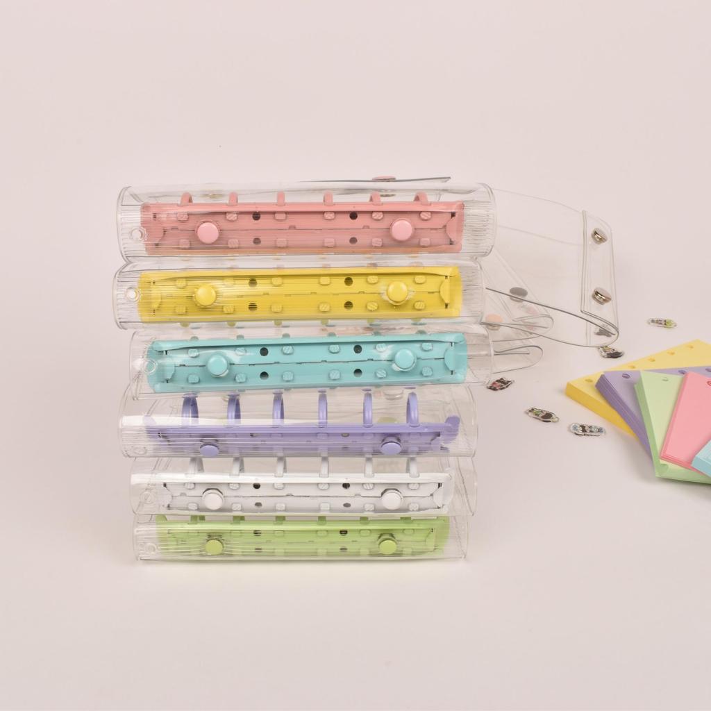 A7 Transparent Double-Ring PVC Ledger with Colored Shell Casing