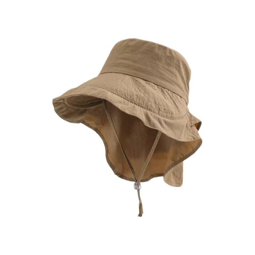 

with Neck Cover Wide Brim Sun Hat Solid Color Women Bucket Hat Simple Fisherman Hat Male