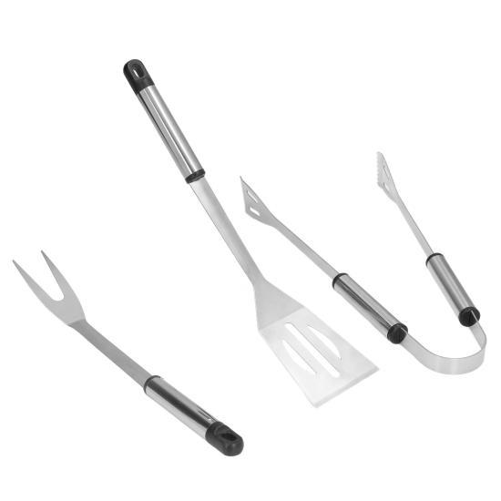 3pcs/set Stainless Steel Grilling Kit with Fork Shovel Clip Durable BBQ Grill Tools Set