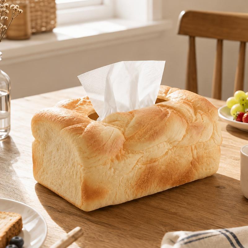 Toast Shaped Vinyl Desktop Tissue Organizer, Creative Napkin Storage Holder For Daily Use Desktop Tissue Organizer For Home Use