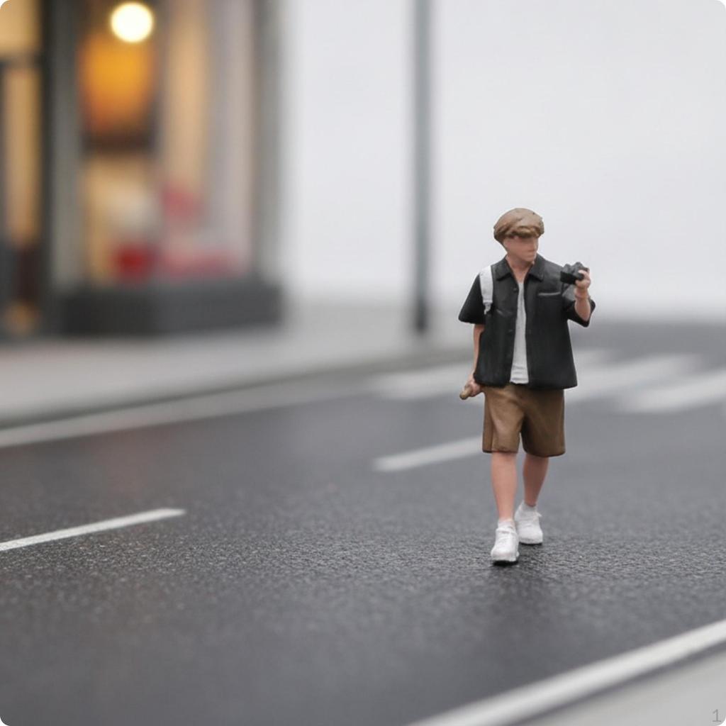 Miniature Figure Standing with Backpack Painted Scale Model Person for