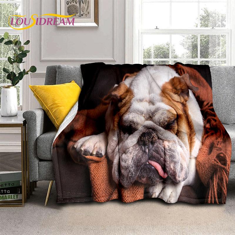 Cartoon French Pit Bull Dog Pet 3D Blanket,Soft Throw Blanket for Home Bedroom Bed Sofa Picnic Travel Office Cover Blanket Kids