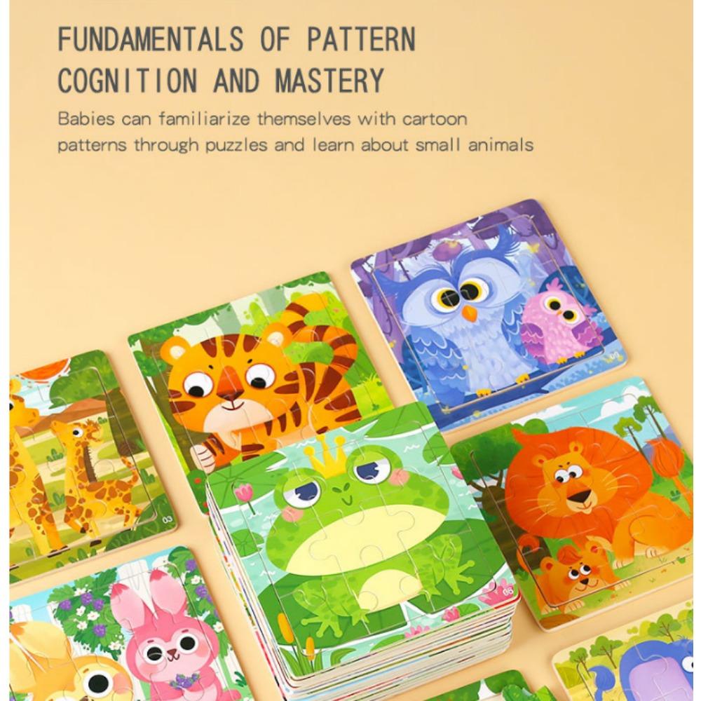 9-Piece Wooden Children'S Jigsaw Puzzle Toy For Early Childhood Education Cartoon Animal Transportation Cognitive Puzzle