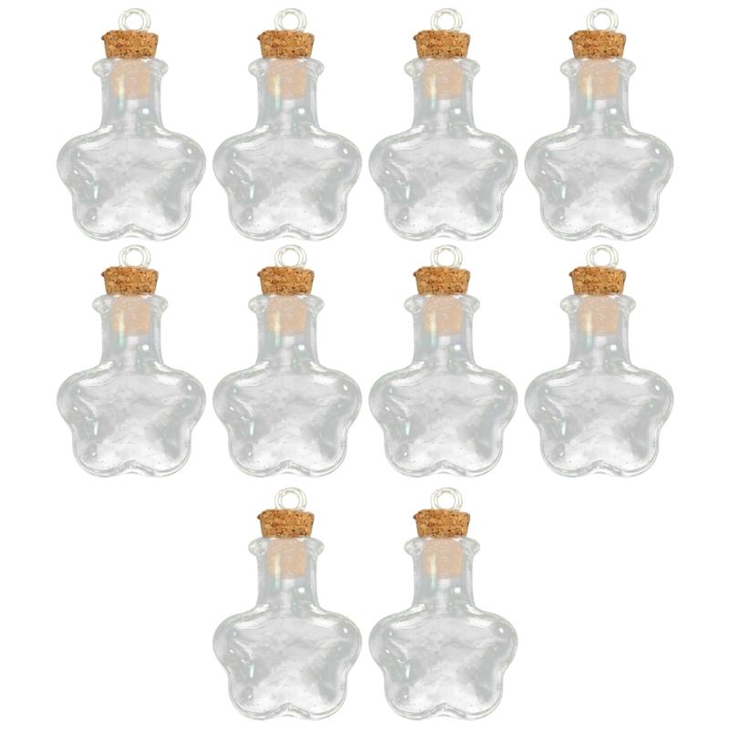 10pcs Clear Glass Containers Jars Bottles with Cork Tops Set For Creative Pendant Or Home Office Decorative Use