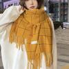 Solid Color Winter Cashmere Scarves Cashmere Shawl Cape Wraps Retro Plaid Wool Scarf  Student