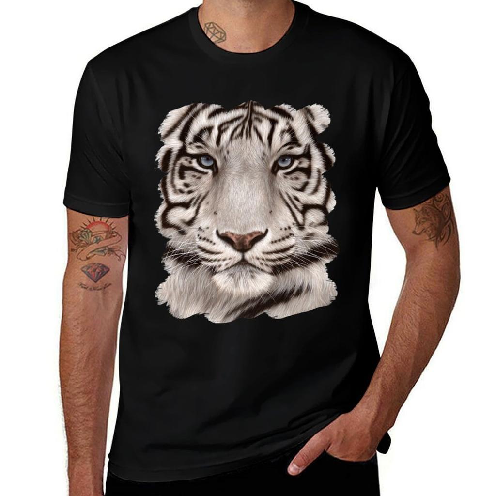 White Tiger Painting T-Shirt Holiday Party Tee Shirt