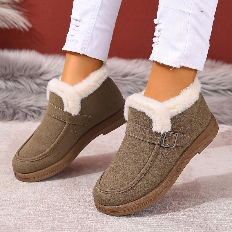 Women's snow boots, warm and cold-proof in winter, flat-bottomed lazy shoes, one pedal, casual women's cotton shoes, versatile women's shoes