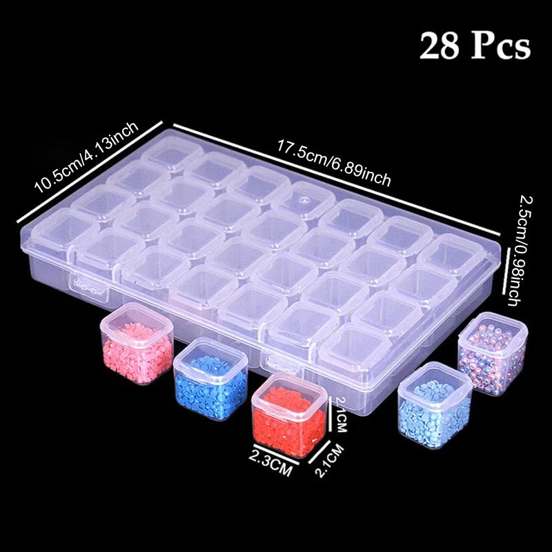 28/56 Grids Jewelry Storage Box Portable Earrings Ring Plastic Boxes DIY Diamond Painting Nail Art Beaded Container Organizers.