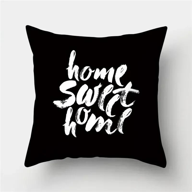 Home Deko Modern Schwarz & Weiß Gemustert Kissenbezüge Muster Kissenbezug Geeignet für Sofa Schlafzimmer Auto Kissenbezug