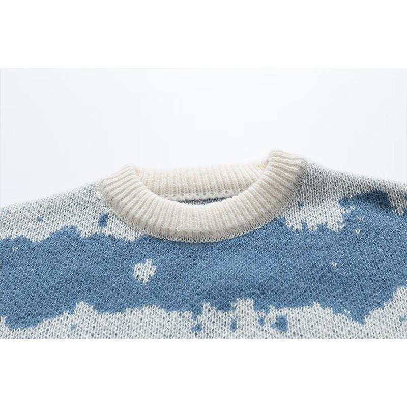 Herren Amerikanischer Retro Tie-Dye Colorblock Strickpullover