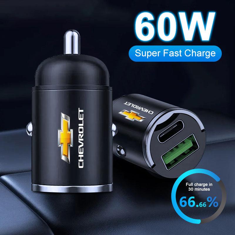 1Pc Mini Car Charger 12-24V Lighter Fast Charging Car USB Type C Charger For Chevrolet Cruze Captiva Lacetti Spark Aveo Orlando Epica Camaro Sail