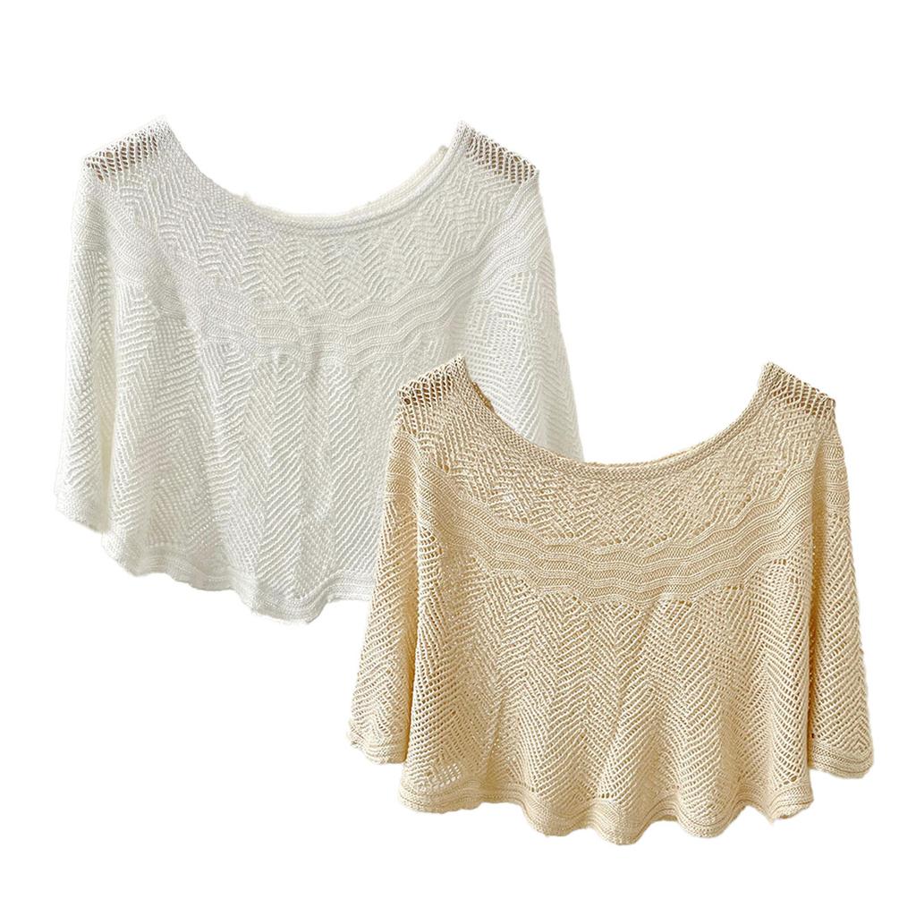 Summer Pullover Scarf Solid Color Knitted Cotton Shawls Korean Simple Hollow Design Fashion Versatile Sunscreen Scarves