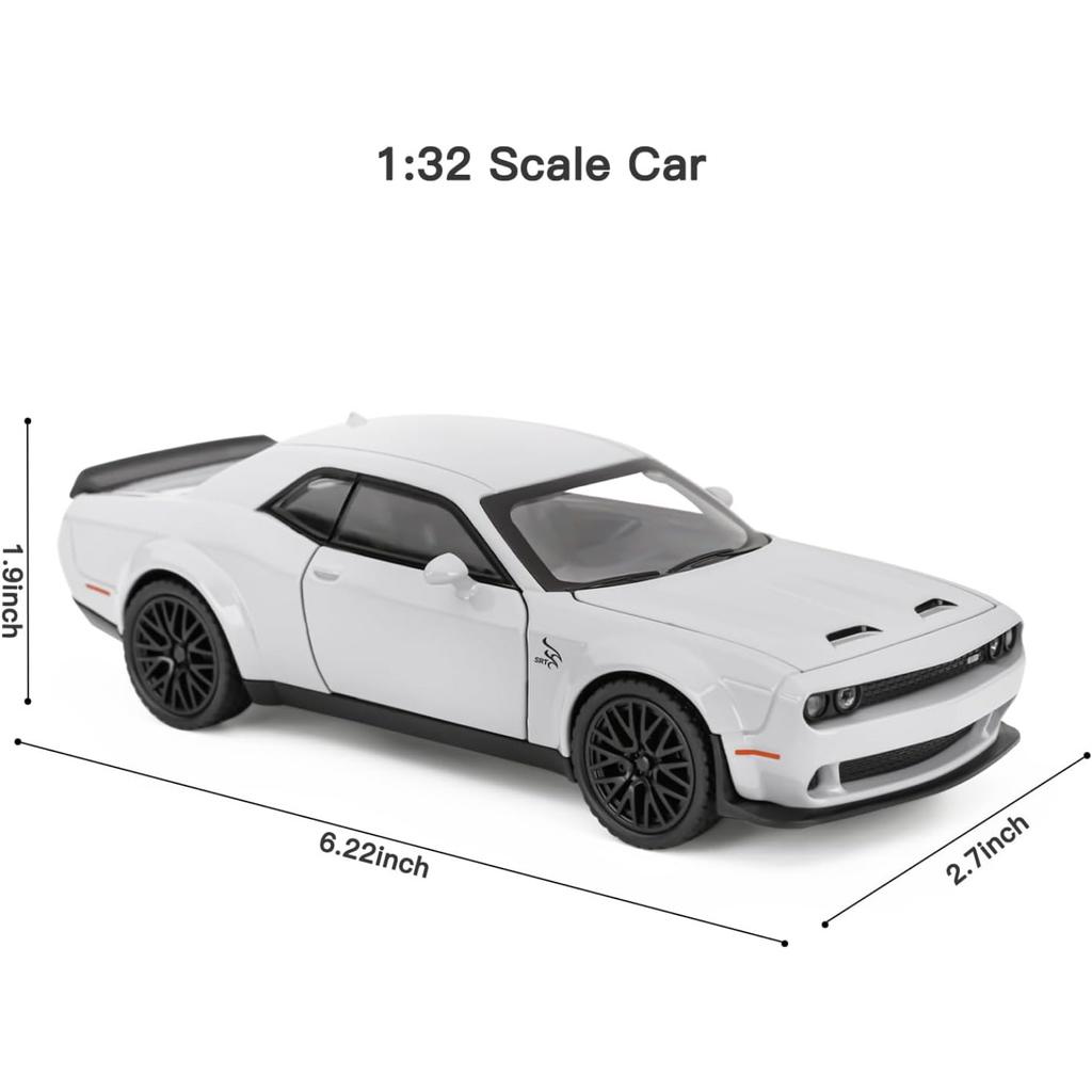 Maßstab 1/32 Dodge Hellcat Challenger Diecast Metall Rückzug Modellauto Hellcat mit Sound und Licht Hellcat Auto Spielzeug Geschenke für Kinder ab 3 Jahren